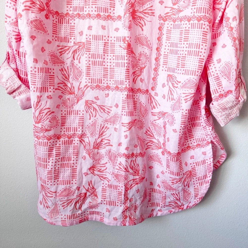 Sigrid Olsen Coral Seashell Linen Coverup - Picture 10 of 11